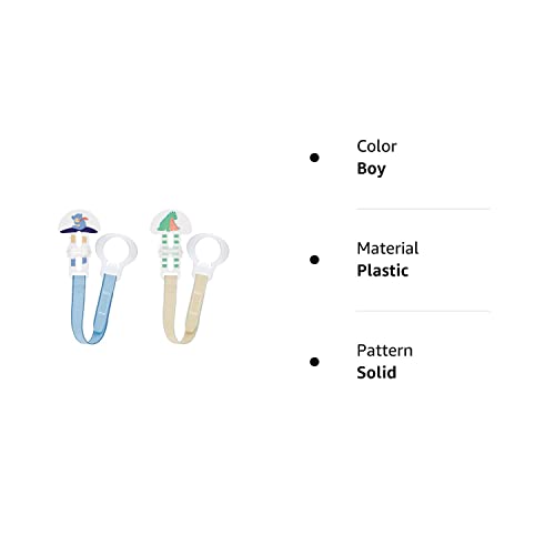 MAM 2 Clips for Pacifiers With Fasteners and Flexible Rings for Boys, Designs May Vary - Image 2