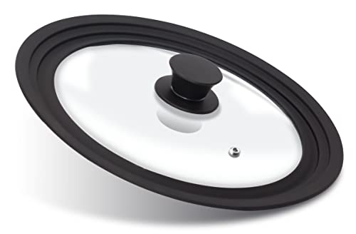 ANAEAT Silicone Universal Lid for Pots, Pans and Skillets - Tempered Glass Covered with Heat Resistant Silicone Rim Fits 8", 8.5" and 9.5" Diameter Cookware -Easy to Use Replacement Frying Pan Cover