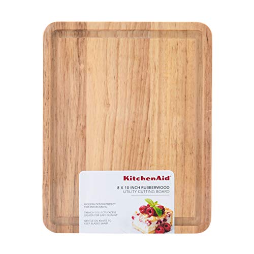 KitchenAid Classic Rubberwood Cutting Board with Perimeter Trench, Reversible Chopping Board, 8-inch x 10-Inch, Natural - Image 3