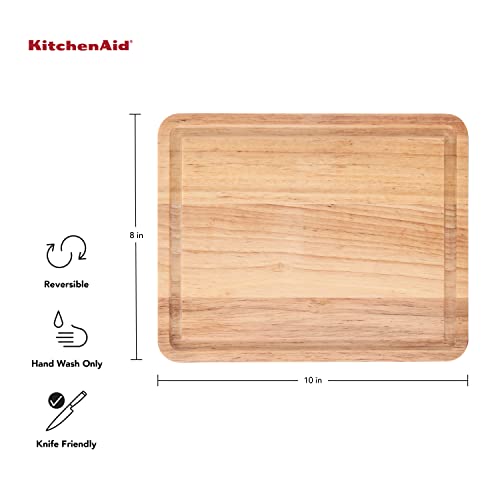 KitchenAid Classic Rubberwood Cutting Board with Perimeter Trench, Reversible Chopping Board, 8-inch x 10-Inch, Natural - Image 6