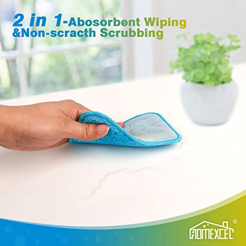 12 Pack Scrub & Wipe Cloths,Dual Sided Sponges Kitchen,All Purpose Cloth for Dishes, Pots, Pans, Non-Stick Cookware,Countertop(Red,Yellow,Blue) - Image 5