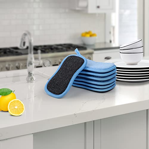 12 Pack Multi-Purpose Scrub Sponges Kitchen, Dish Sponge,Non-Scratch Microfiber Sponge for Efficiently Cleaning Dishes, Pots and Pans and More (Blue) - Image 2