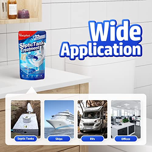 Vacplus Septic Tank Treatment - 12 Packs for 1-Year Supply, Flushable & Dissolvable Septic Tank Treatment Packets with Easy Operation, Biodegradable Septic Tank Treatment Enzymes for Wastes & Odors - Image 3