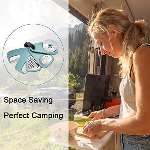 Domonic Home Vegetable Peeler, Potato Peelers for Kitchen, Camping Kitchen Gadgets Veggie Peeler with Cover Guard, Save Space, Dishwasher Safe, Aqua Sky - Image 3