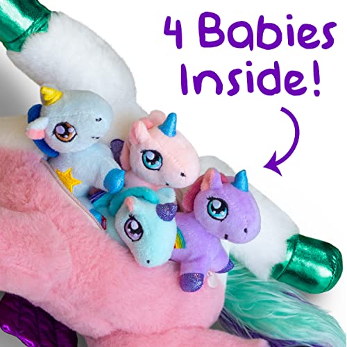 MindSprout Unicorn Mommy Stuffed with 4 Babies Inside her Tummy, for Girls 3 4 5 6 7 8 Years Old, Unicorn Toys for Girls Age 4-5, Best Birthday Gifts, Stuffed Animals Toy Age 6-8 - Image 7