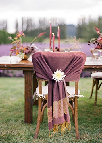 Sakkas Border Pattern Layered Reversible Woven Pashmina Shawl Scarf Wrap Stole - Mauve - Image 4