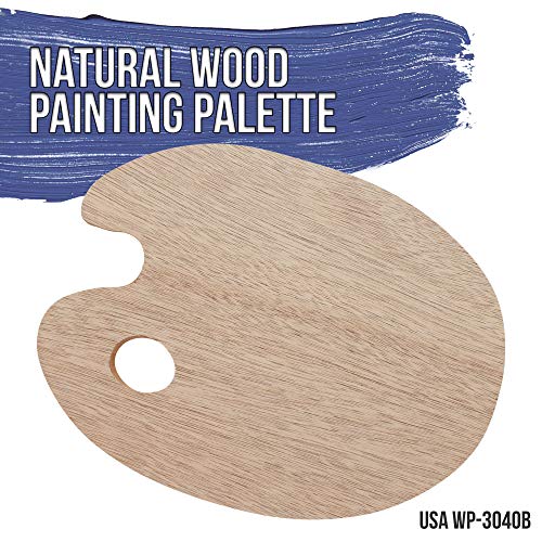 U.S. Art Supply 11.8" X 19.8" Extra Large Wooden Oval-Shaped Artist Painting Palette with Thumb Hole - Wood Paint Color Mixing Tray - Easy Clean, Mix Acrylic, Oil, Watercolor - Image 5