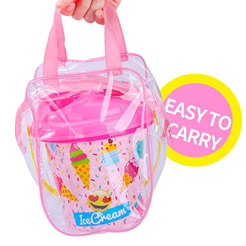 Bennol Beach Sand Toys for Kids Toddlers, Ice Cream Theme Kids Beach Sand Toys Set with Bucket Pail and Bag, Sand Castle Travel Beach Sandbox Toys Kit for Kids Toddlers Girls Boys Ages 3-10 - Image 4