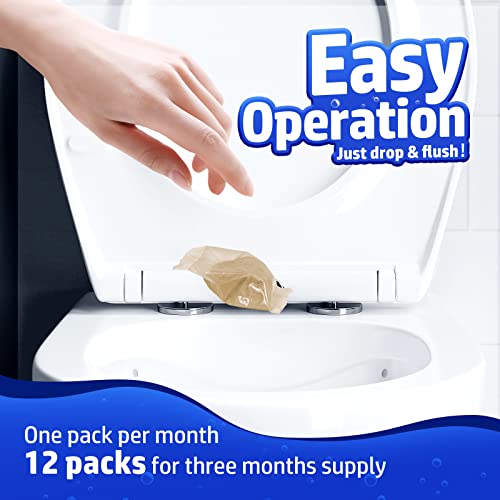Vacplus Septic Tank Treatment - 12 Packs for 1-Year Supply, Flushable & Dissolvable Septic Tank Treatment Packets with Easy Operation, Biodegradable Septic Tank Treatment Enzymes for Wastes & Odors - Image 4