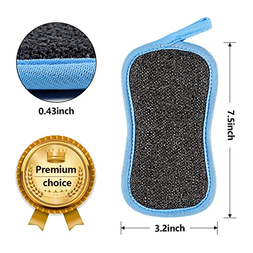 12 Pack Multi-Purpose Scrub Sponges Kitchen, Dish Sponge,Non-Scratch Microfiber Sponge for Efficiently Cleaning Dishes, Pots and Pans and More (Blue) - Image 7