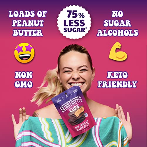 SkinnyDipped Dark Chocolate Peanut Butter Cups, 2g Sugar per Cup, Keto Friendly, No Palm Oil, Gluten Free, 3.2oz, 4 Pack (24 Cups Total) - Image 5