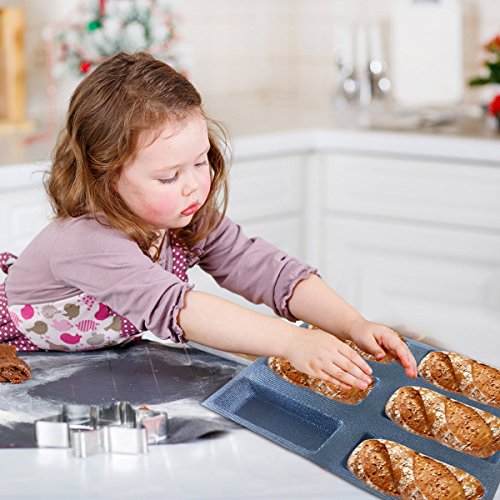 Bluedrop Silicone Bread Forms Square Shape Bread Molds Non Stick Bakery Trays Silicone Coated Fiber Glass 6 Caves Rectangle Moulds - Image 2