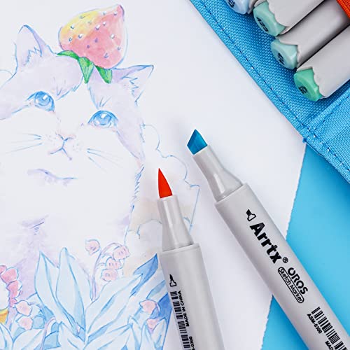 Arrtx Alcohol Markers 24 Fresh Colors Brush Marker and Chisel Marker for Artists Coloring, Dual Tip Alcohol-based Ink, Permanent Art Marker Pen for Artist Adult Kids Drawing Calligraphy Illustration - Image 3